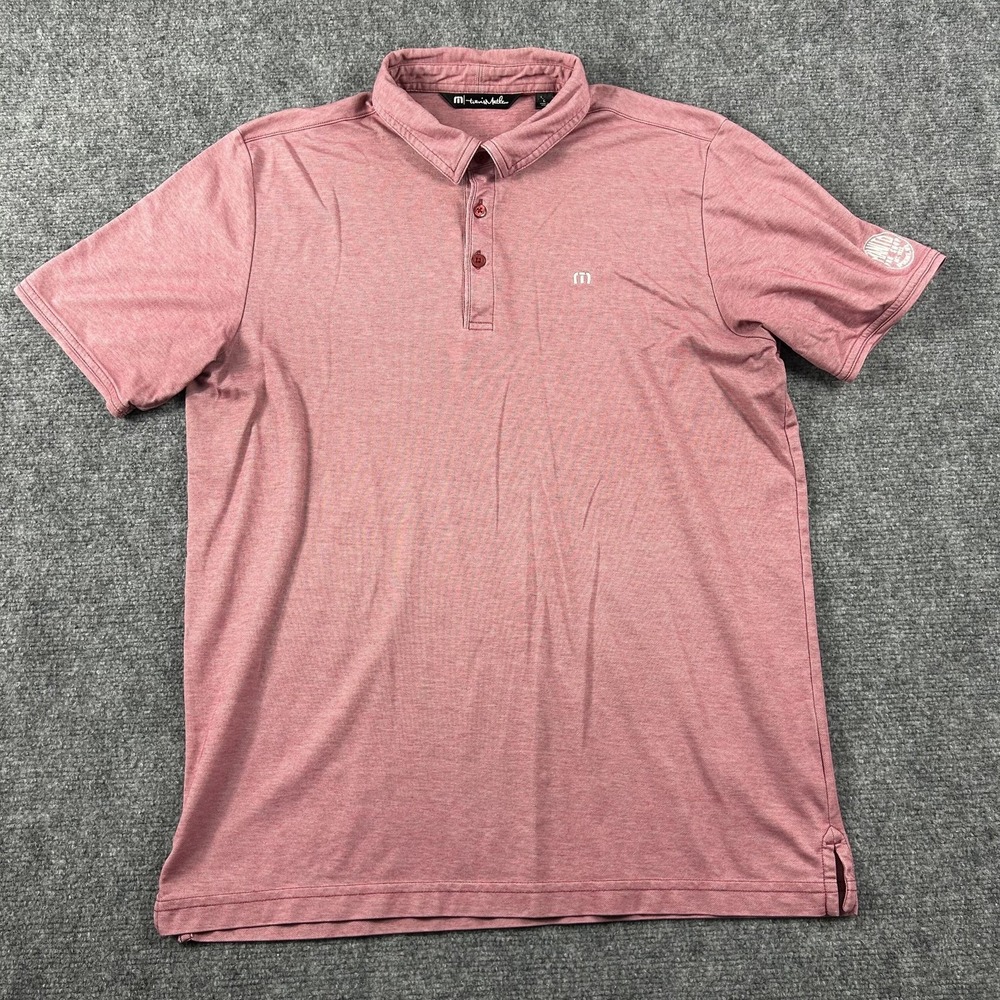 Travis Mathew Polo Shirt Mens‎ Large Red Solid Golf Performance Stretch Top